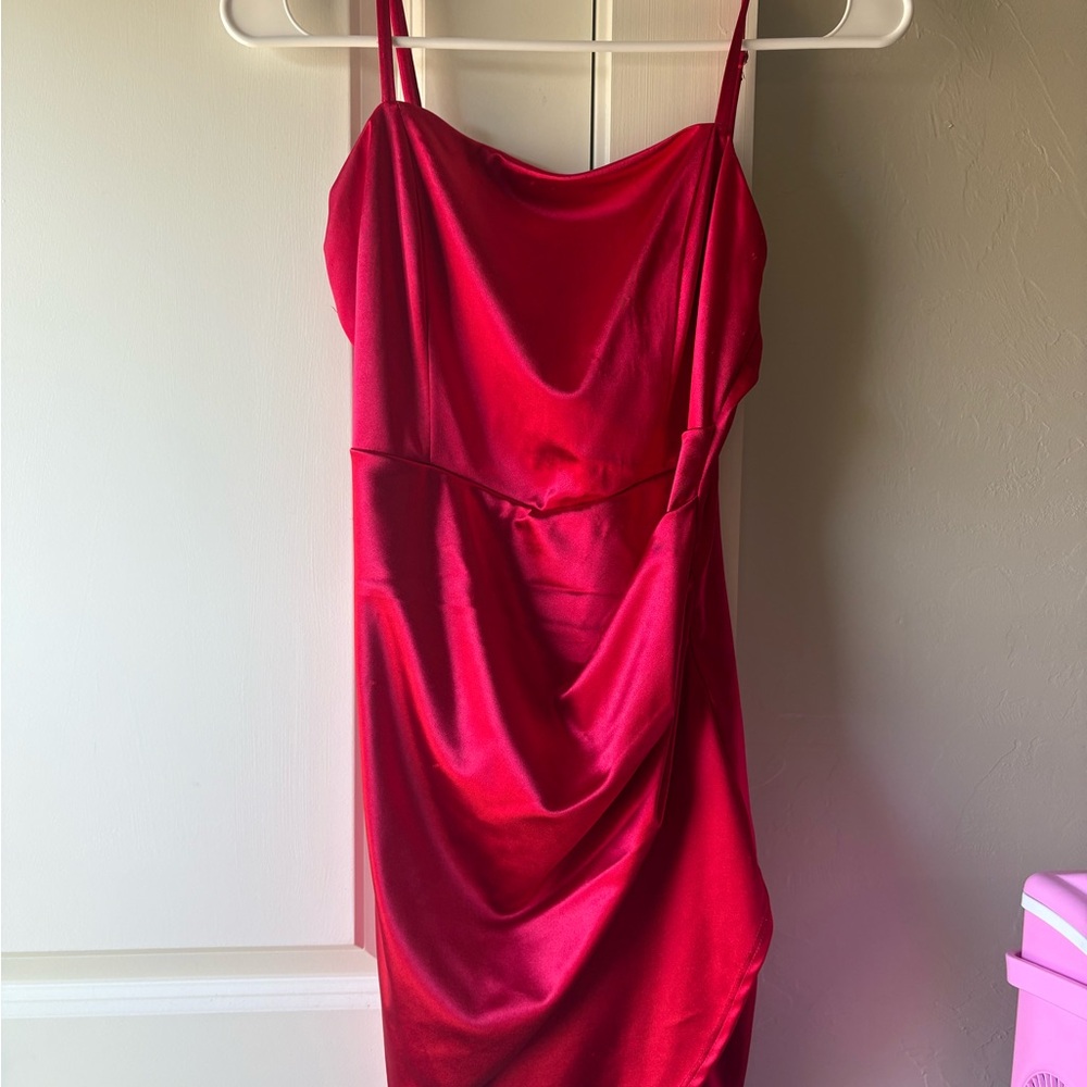 Elegant Red Satin Dress